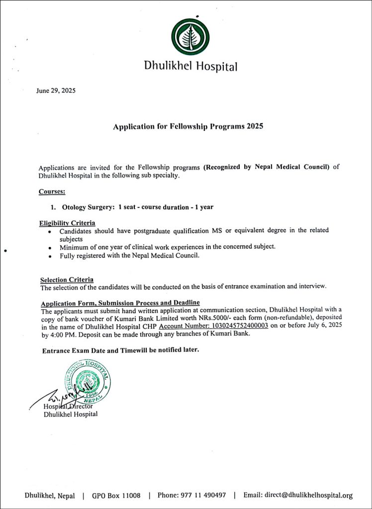Applications For Fellowship Program 2025 - Dhulikhel Hospital